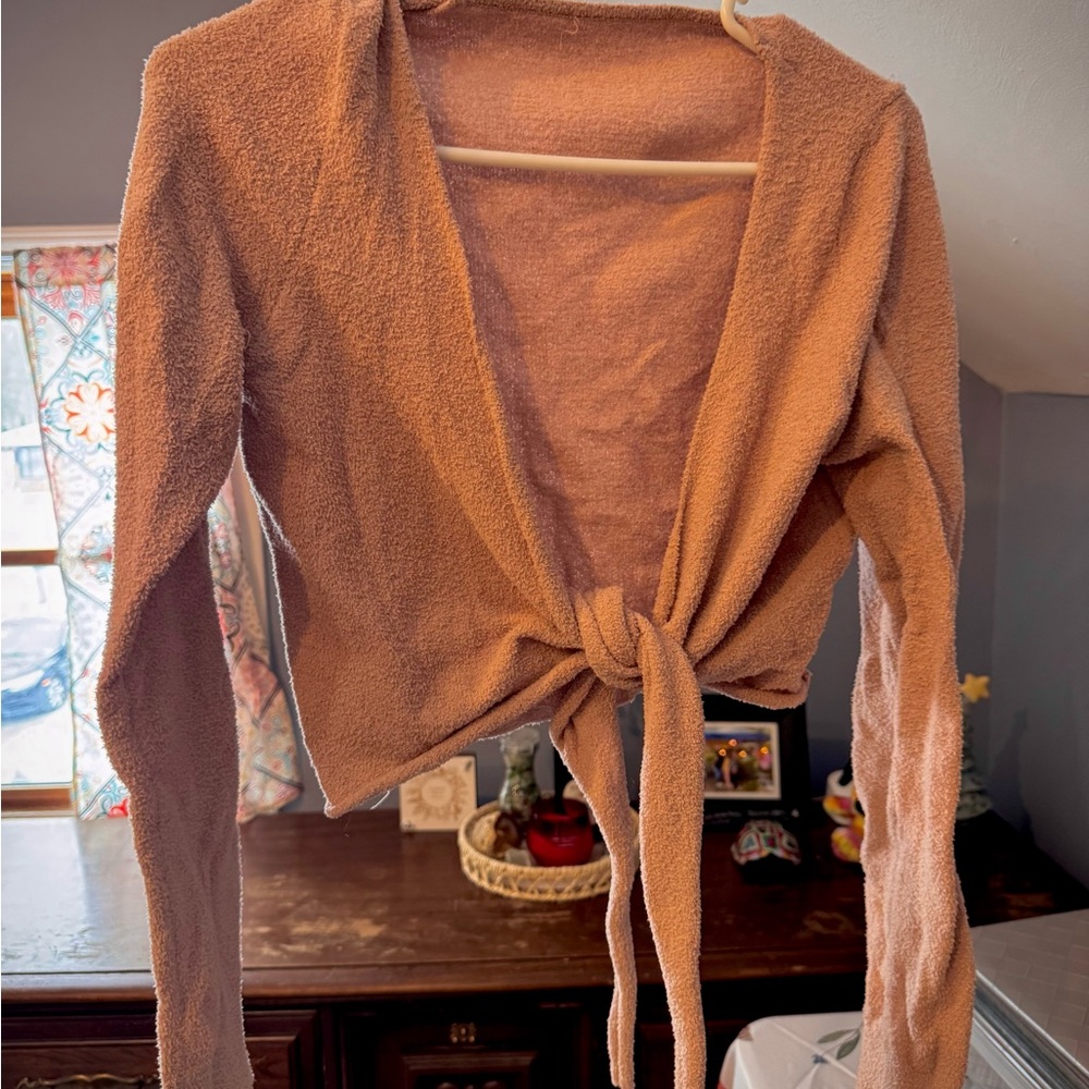 Cozy Tie-Front Sweater - Beige